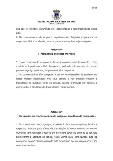 Regulamento dos CemitÃƒÂ©rios Municipais - Freguesia de S. JuliÃƒÂ£o da ...