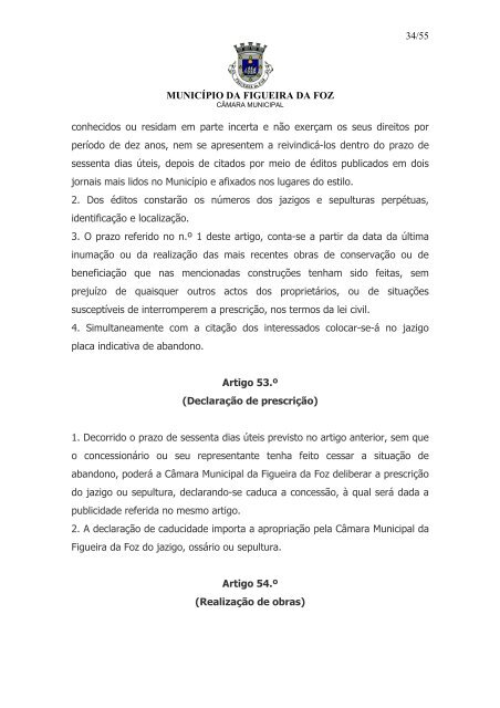 Regulamento dos CemitÃƒÂ©rios Municipais - Freguesia de S. JuliÃƒÂ£o da ...