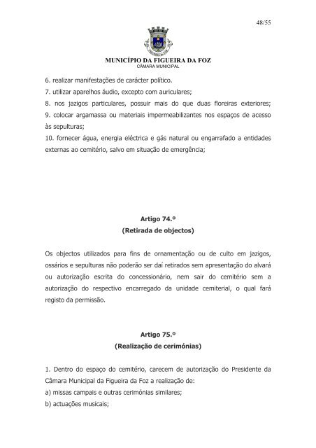 Regulamento dos CemitÃƒÂ©rios Municipais - Freguesia de S. JuliÃƒÂ£o da ...