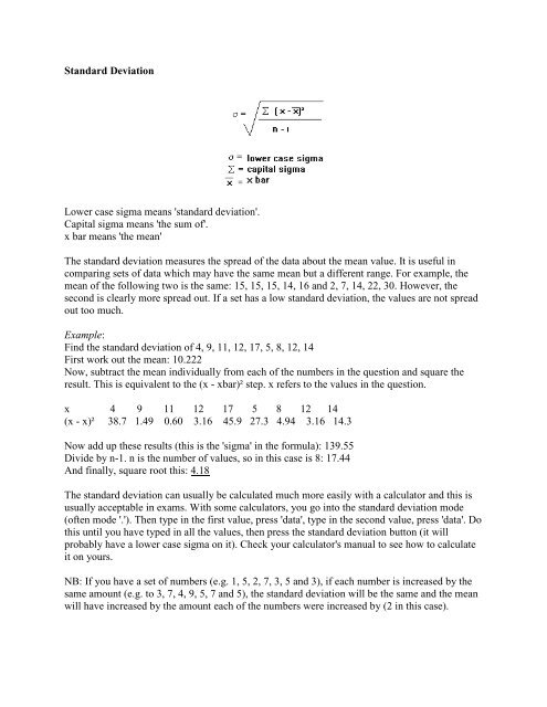Standard Deviation Lower Case Sigma Means standard Deviation standard-deviation-lower-case-sigma-means-standard-deviation