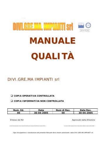 Esempio di sistema qualitÃ  secondo ISO 9002 per una piccola