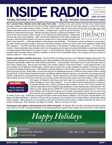 news INSIDE >> Tuesday, December 14, 2010
