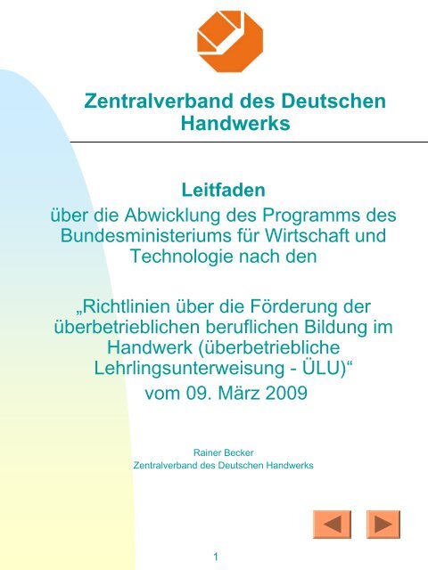 Richtlinien über die ÜBL-Förderung im Handwerk - März 2009