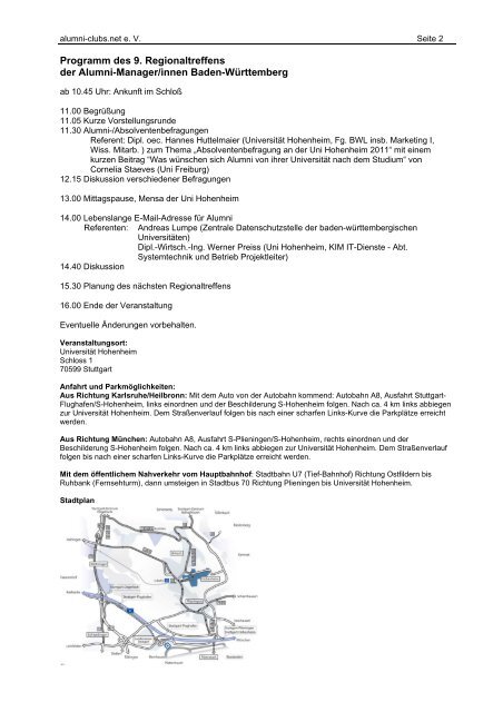 Einladung, Programm und Wegbeschreibung - alumni-clubs.net