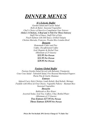 Buffet dinner menus - Radisson.com