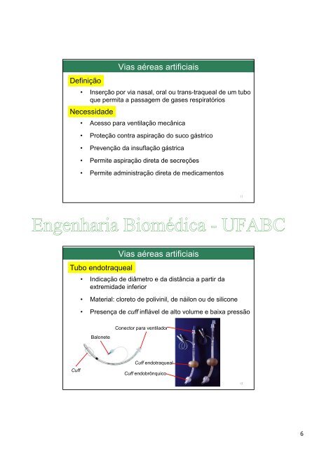 Dispositivos de Assistência Respiratória - Engenharia Biomédica