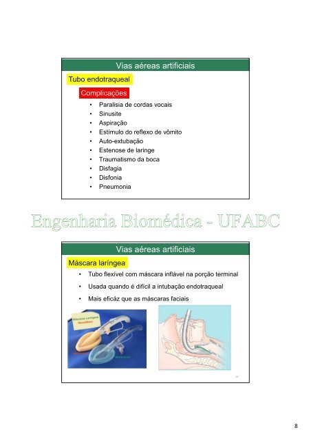 Dispositivos de Assistência Respiratória - Engenharia Biomédica