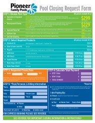 Pool Closing Request Form - Pioneer Family Pools