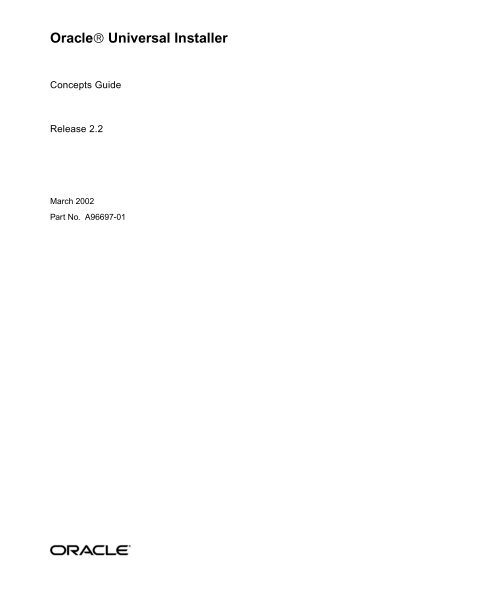Oracle Universal Installer Concepts Guide - Oracle Documentation