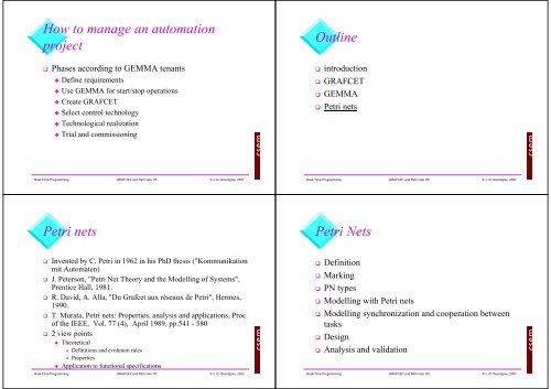 GRAFCET and Petri Nets Outline Introduction GRAFCET - EPFL