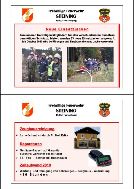 Jahresbericht 2010 - Freiwillige Feuerwehr Steining