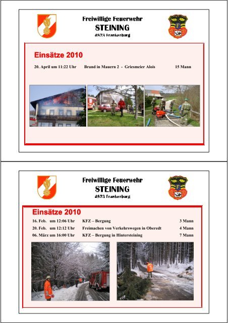 Jahresbericht 2010 - Freiwillige Feuerwehr Steining