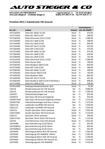 Preisliste VW Amarok  AutoStieger
