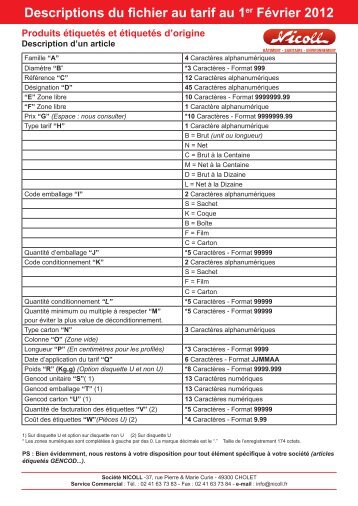 liste des familles fÃ©v.2011 Ã©tiquetÃ©s.indd - Nicoll