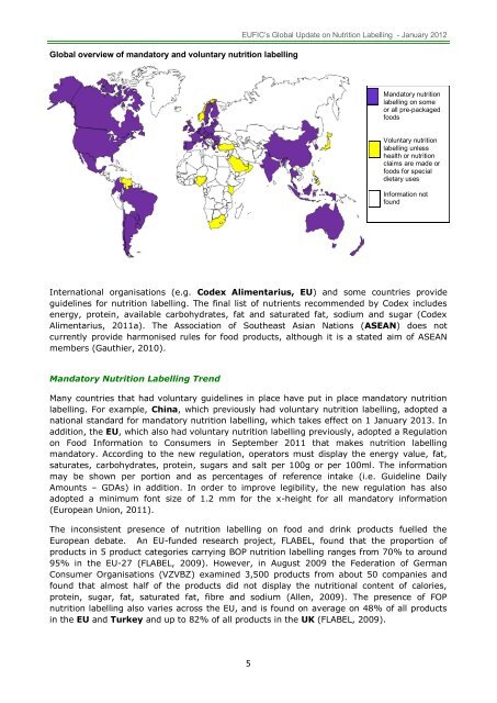 Global Update on Nutrition Labelling - The European Food ...