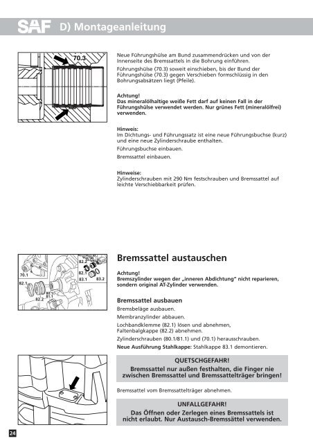 und Reparaturanleitung fÃ¼r SAF Scheibenbremse - saf-holland