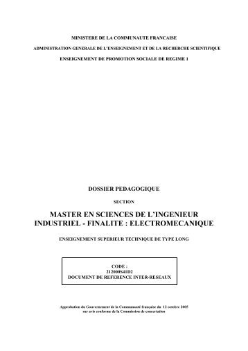 MASTER EN SCIENCES DE L'INGENIEUR INDUSTRIEL - FINALITE ...