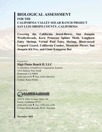 EA-1840 California Valley Solar Ranch Biological Assessment