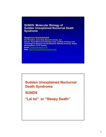 Sudden Unexplained Nocturnal Death Syndrome SUNDS - Mahidol ...