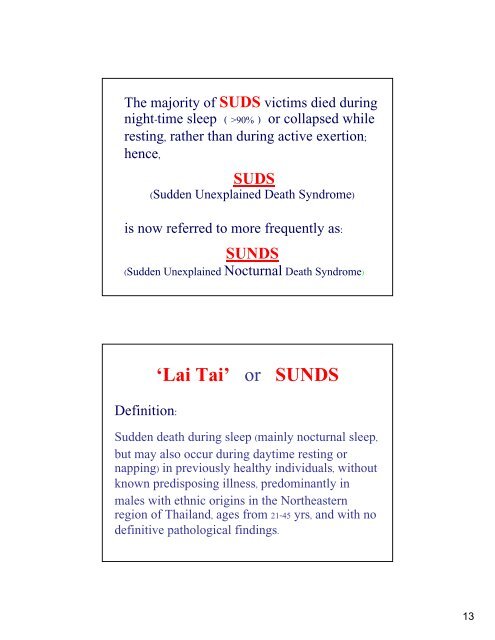 Sudden Unexplained Nocturnal Death Syndrome SUNDS - Mahidol ...