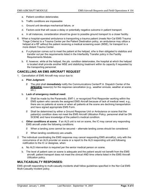 Policy and Procedure Manual - Northern California Emergency ...