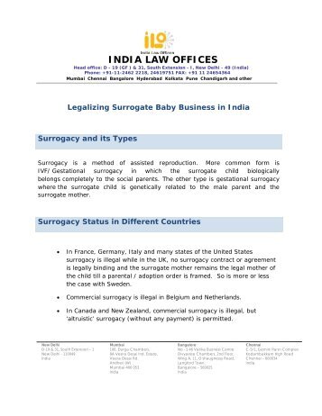 Legalizing Surrogate Baby Business in India - India Law Offices