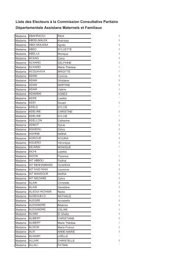 Liste des Electeurs Ã  la Commission Consultative Paritaire ...