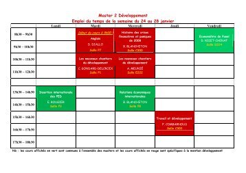 Master 2 DÃ©veloppement Emploi du temps de la semaine du 24 au ...