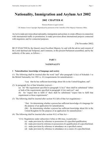 Nationality, Immigration and Asylum Act 2002 - EUDO Citizenship