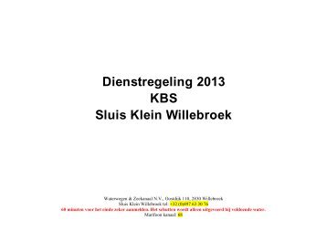 Bedieningsuren sluis Klein-Willebroek 2013 - Waterwegen en ...