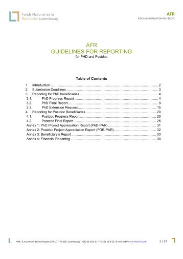 AFR GUIDELINES FOR REPORTING - FNR