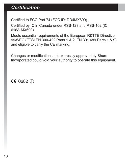 Shure MX690 User Guide (English) - All Pro Sound