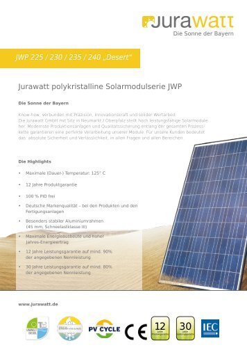 Datenblatt Premium WÃ¼stenmodul - Jurawatt