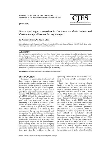 Starch and sugar conversion in Dioscorea esculenta tubers and ...