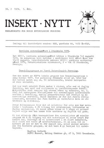 INSEKT NYTT - Norsk entomologisk forening