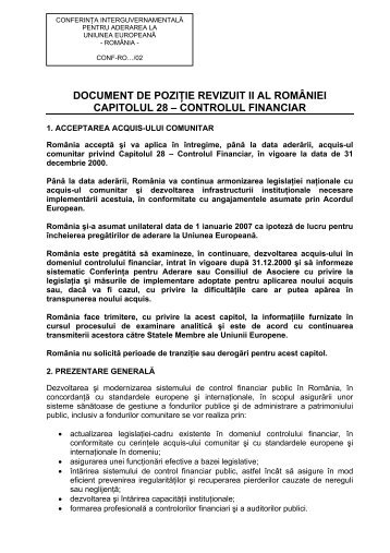 document de poziÅ£ie revizuit ii al romÃ¢niei capitolul 28 â controlul ...