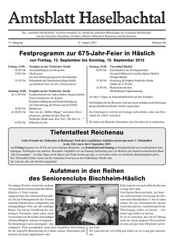 Festprogramm zur 675-Jahr-Feier in Häslich Tiefentalfest ...