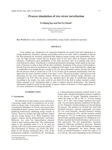 Process simulation of rice straw torrefaction - SER