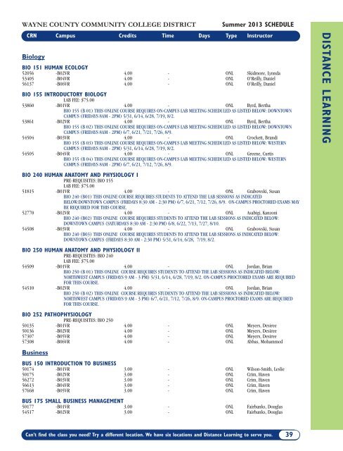 Summer 2013 Academic Schedule - Wayne County Community ...