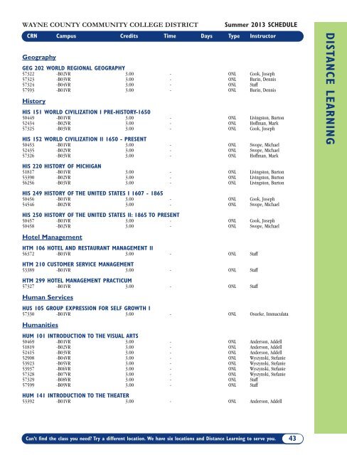 Summer 2013 Academic Schedule - Wayne County Community ...