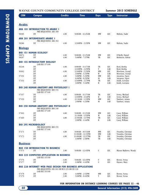 Summer 2013 Academic Schedule - Wayne County Community ...