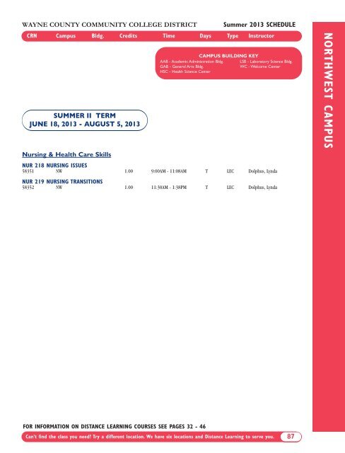 Summer 2013 Academic Schedule - Wayne County Community ...