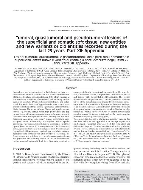 Tumoral, quasitumoral and pseudotumoral lesions of the ... - Siapec