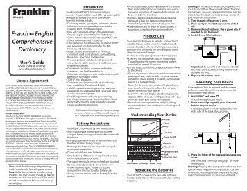 French English Comprehensive Dictionary - Franklin Electronic ...