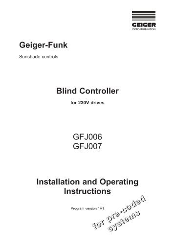 Geiger-Funk Blind Controller GFJ006 GFJ007 Installation and ...