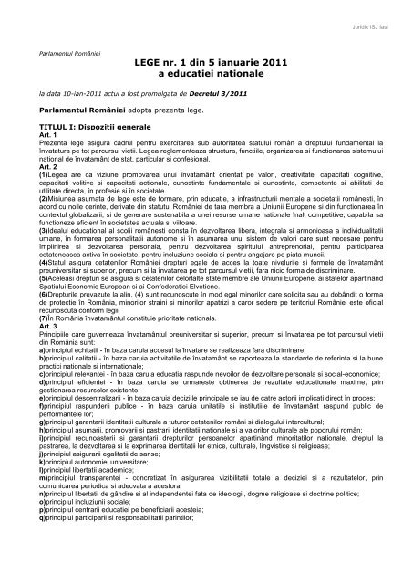 LEGE nr 1 2011 Legea Educatiei.pdf - Oficiul Juridic ISJ Iasi