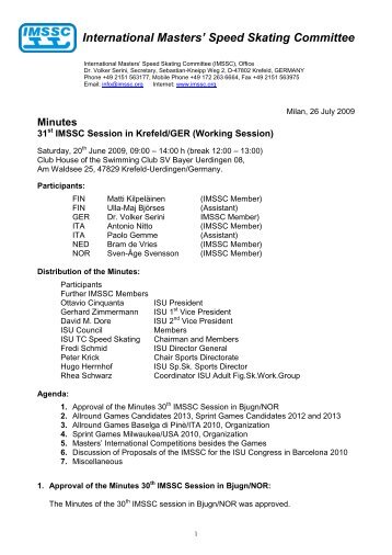 International Masters' Speed Skating Committee - IMSSG