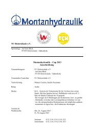 TC Holzwickede e.V. Montanhydraulik – Cup 2013 Ausschreibung