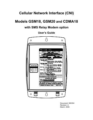 Cellular Network Interface (CNI) Models GSM18 ... - KORE Telematics