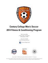 Century College Men's Soccer 2013 Fitness & Conditioning Program